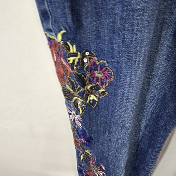 Stitch Star Floral Boho Embroidered Jeans Size 10 - Picture 7 of 11